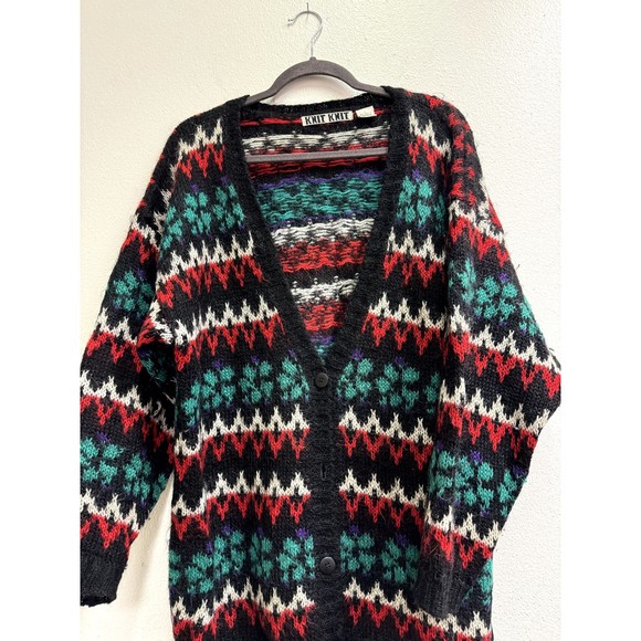 Knit Knit Vintage 80's Mohair Blend Oversized Grandpa Cardigan Sz Large - Picture 3 of 10